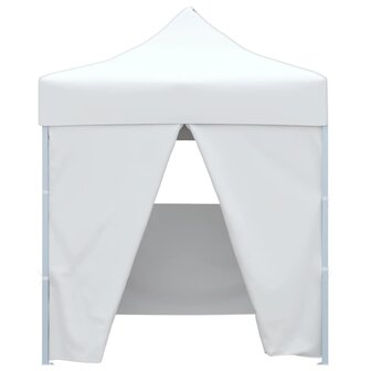 Partytent met 4 zijwanden inklapbaar 2x2 m staal wit