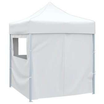 Partytent met 4 zijwanden inklapbaar 2x2 m staal wit