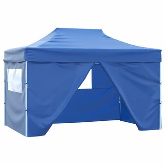 Partytent met 4 zijwanden inklapbaar 3x4 m staal blauw