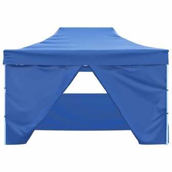 Partytent met 4 zijwanden inklapbaar 3x4 m staal blauw