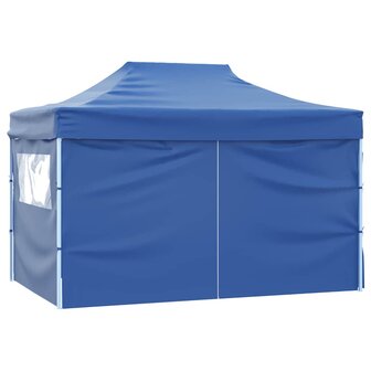 Partytent met 4 zijwanden inklapbaar 3x4 m staal blauw