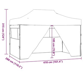 Partytent met 4 zijwanden inklapbaar 3x4 m staal blauw