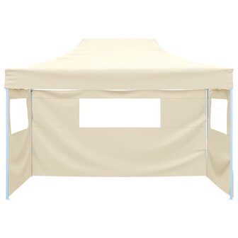 Partytent met 3 zijwanden inklapbaar 3x4 m staal cr&egrave;me
