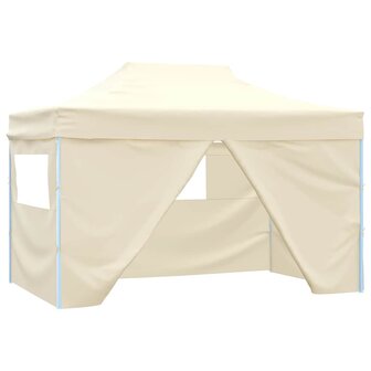 Partytent met 4 zijwanden inklapbaar 3x4 m staal cr&egrave;me