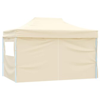 Partytent met 4 zijwanden inklapbaar 3x4 m staal cr&egrave;me