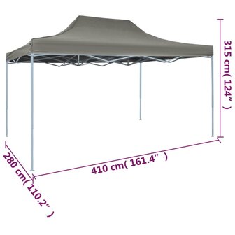 Partytent inklapbaar 3x4 m staal antraciet