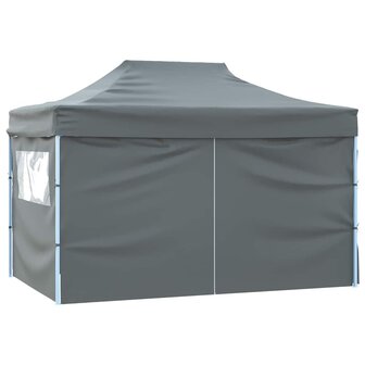Partytent met 4 zijwanden inklapbaar 3x4 m staal antraciet