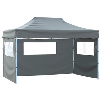 Partytent met 4 zijwanden inklapbaar 3x4 m staal antraciet