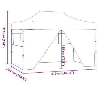 Partytent met 4 zijwanden inklapbaar 3x4 m staal wit