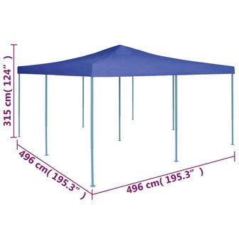 Prieel inklapbaar 5x5 m blauw