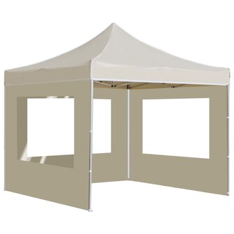Partytent inklapbaar met wanden 2x2 m aluminium cr&egrave;me
