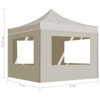 Partytent inklapbaar met wanden 2x2 m aluminium cr&egrave;me