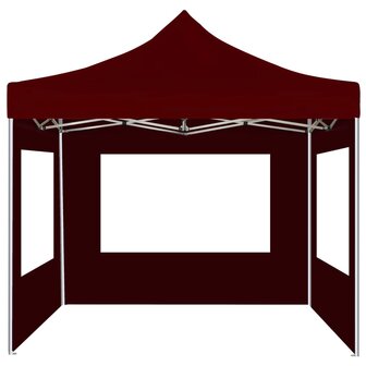 Partytent inklapbaar met wanden 2x2 m aluminium bordeauxrood