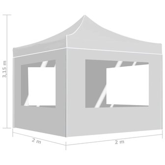 Partytent inklapbaar met wanden 2x2 m aluminium wit