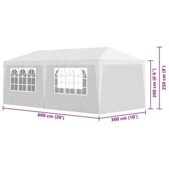 Partytent 3x6 m wit