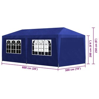 Partytent 3x6 m blauw