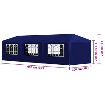 Partytent 3x9 m blauw