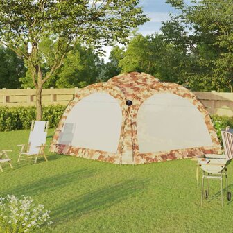 Partytent met LED en 4 zijwanden 3,6x3,6x2,3 m camouflage