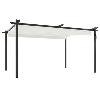 Tuinprieel met uittrekbaar dak 4x3 m cr&egrave;mekleurig