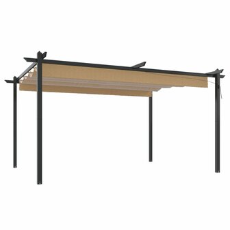 Tuinprieel met uittrekbaar dak 4x3 m taupe