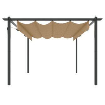 Tuinprieel met uittrekbaar dak 4x3 m taupe