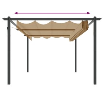 Tuinprieel met uittrekbaar dak 4x3 m taupe