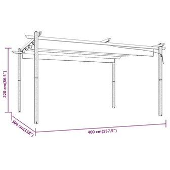 Tuinprieel met uittrekbaar dak 4x3 m taupe