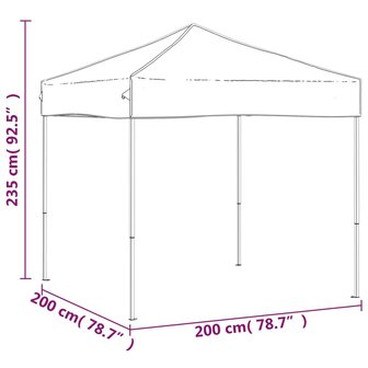 Partytent inklapbaar 2x2 m cr&egrave;mekleurig