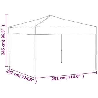 Partytent inklapbaar 3x3 m cr&egrave;mekleurig