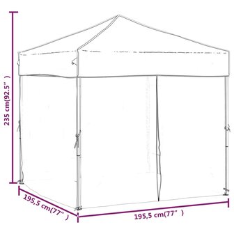 Partytent inklapbaar met zijwanden 2x2 m wit