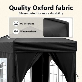 Partytent inklapbaar met zijwanden 2x2 m zwart