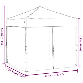 Partytent inklapbaar met zijwanden 2x2 m rood