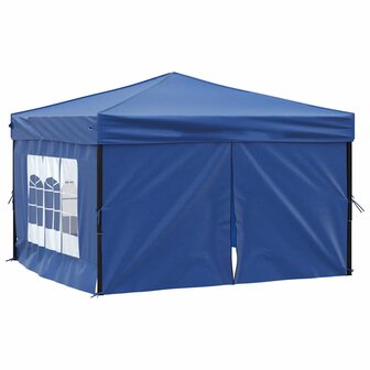 Partytent inklapbaar met zijwanden 3x3 m blauw