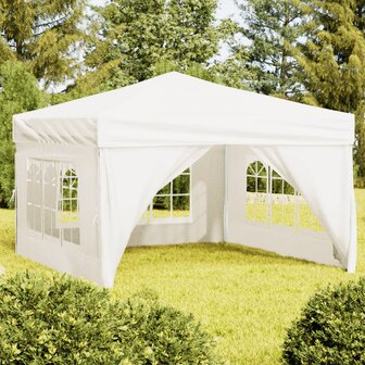 Partytent inklapbaar met zijwanden 3x3 m cr&egrave;mekleurig