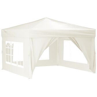 Partytent inklapbaar met zijwanden 3x3 m cr&egrave;mekleurig