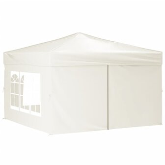 Partytent inklapbaar met zijwanden 3x3 m cr&egrave;mekleurig