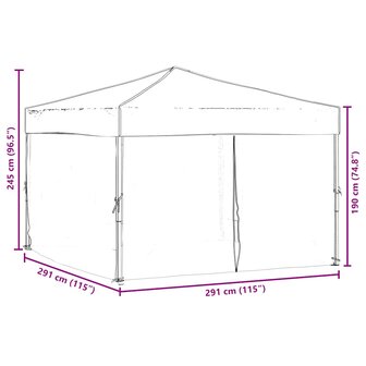 Partytent inklapbaar met zijwanden 3x3 m antracietkleurig