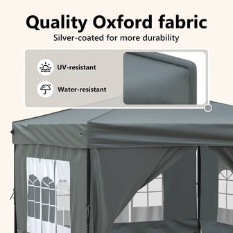 Partytent inklapbaar met zijwanden 3x3 m antracietkleurig