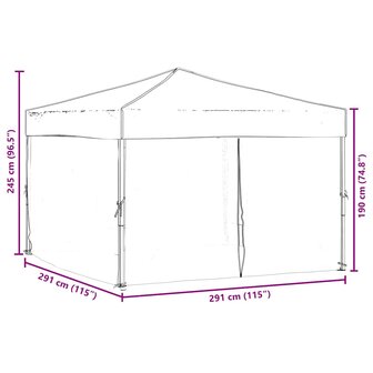 Partytent inklapbaar met zijwanden 3x3 m wit