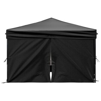 Partytent inklapbaar met zijwanden 3x3 m zwart