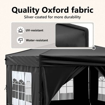 Partytent inklapbaar met zijwanden 3x3 m zwart