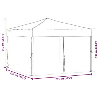 Partytent inklapbaar met zijwanden 3x3 m taupe