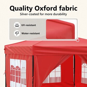 Partytent inklapbaar met zijwanden 3x3 m rood