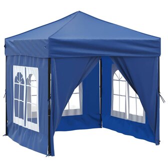 Partytent inklapbaar met zijwanden 2x2 m blauw