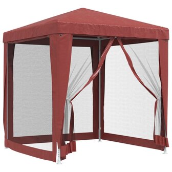 Partytent met 4 mesh zijwanden 2x2 m HDPE rood