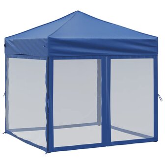 Partytent inklapbaar met zijwanden 2x2 m blauw