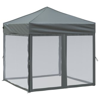 Partytent inklapbaar met zijwanden 2x2 m antracietkleurig