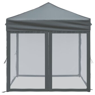 Partytent inklapbaar met zijwanden 2x2 m antracietkleurig