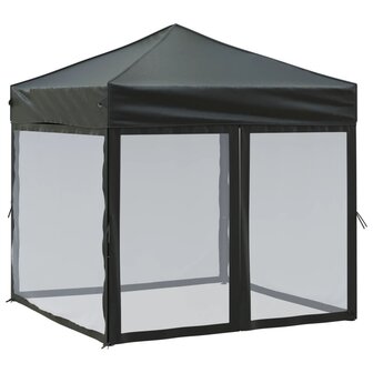 Partytent inklapbaar met zijwanden 2x2 m zwart