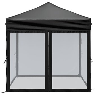 Partytent inklapbaar met zijwanden 2x2 m zwart